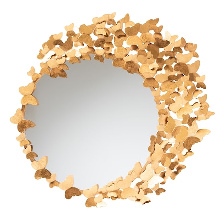 Baxton Studio Tauriel Modern Glam and Luxe Antique Goldleaf Metal Butterfly Accent Wall Mirror 229-12934-ZORO